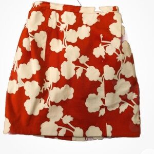 VTG Diane Von Furstenberg Floral Mini Skirt Size 2 Orange White Cotton Lined